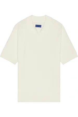 Saturdays NYC Alex Merino Wool Open Placket Polo in Cream