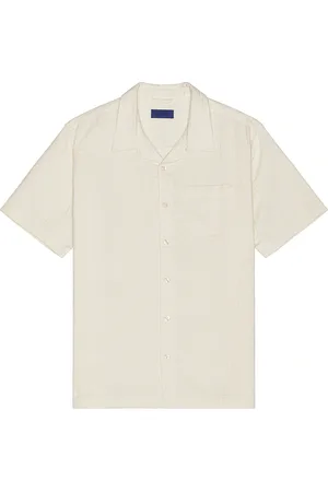 Saturdays NYC Bruce Double Layer Crinkle Short Sleeve Shirt in Cream