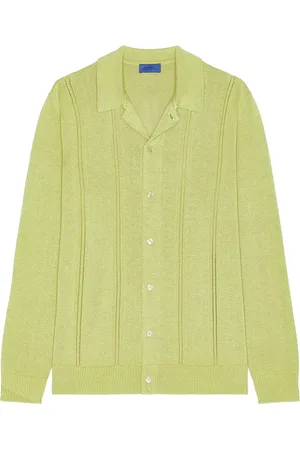 Saturdays NYC Jahmad Linen Long Sleeve Polo in Green