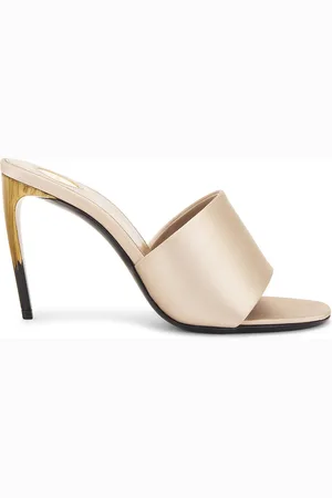 Saint Laurent Bridget Mule in Metallic Neutral