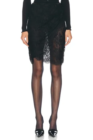 Saint Laurent Lace Wrap Skirt in Black