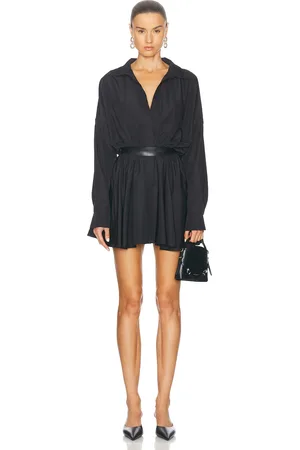 Norma Kamali Super Oversized Boyfriend Shirt Flared Mini Dress in
