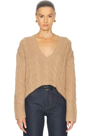 Ralph Lauren V-Neck Long Sleeve Sweater in Brown