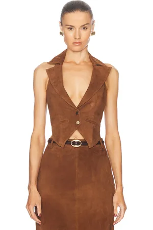 Retrofete Josephine Suede Vest in Brown