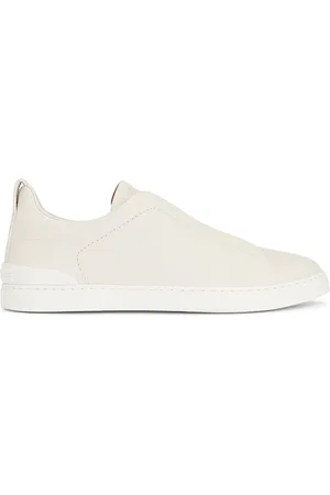 Ermenegildo Zegna Triple Stitch Low Top Sneaker in Cream
