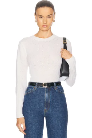 Guest In Residence Shrunken Pointelle Crew Cashmere Sweater in