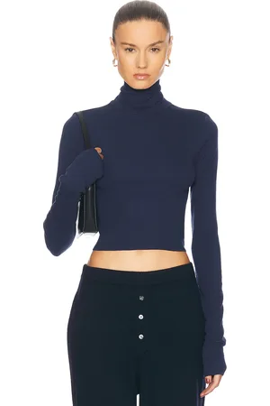 ÉTERNE Cropped Fitted Turtleneck Top in