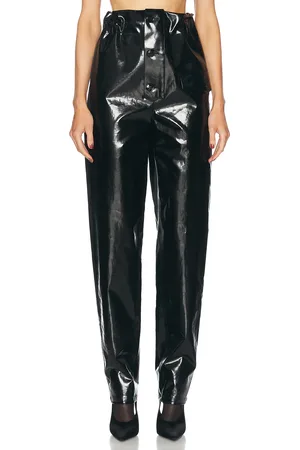 Saint Laurent Tapered Leather Pant in Black