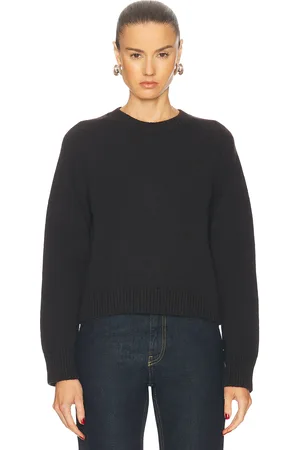 &Daughter Plain Saddle Sleeve Crewneck Sweater in Brown