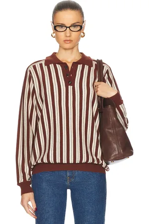 BODE Hogan Stripe Polo Sweater in Brown