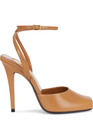 Saint Laurent Orhand Peep Toe Pump in Tan