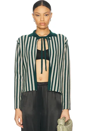 BODE Hogan Stripe Cardigan in Dark Green