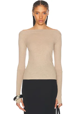 ENZA COSTA Cashmere Boatneck Top in Beige