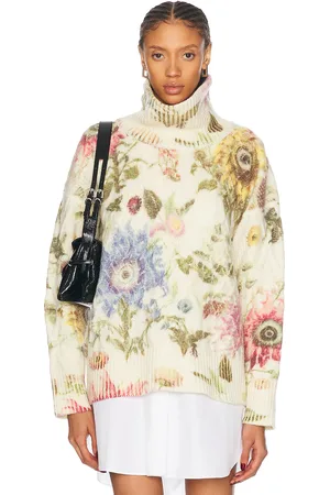 MONSE Chunky Floral Sweater in Cream