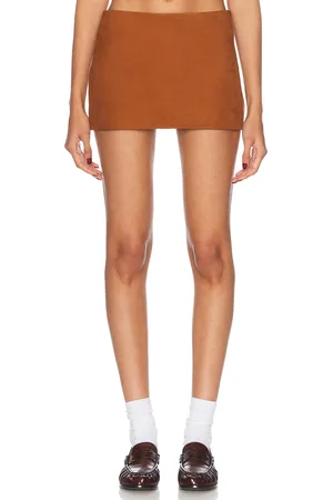 MIMCHIK Curved Mini Skirt in Brown
