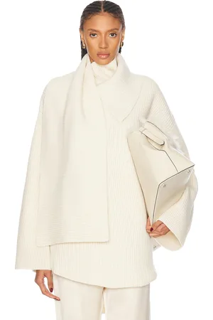 Totême Long Scarf Knit Sweater in White