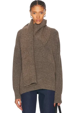 Totême Draped Scarf Knit Sweater in Taupe