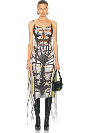 Y / PROJECT Bondage Print Midi Dress in Taupe