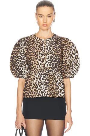 Ganni Peplum Top in Brown