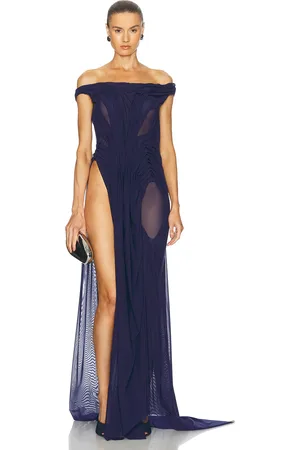 DI PETSA Wetlook Off Shoulder Long Dress in