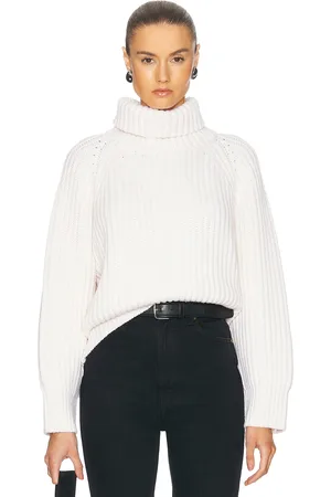 ENZA COSTA Chunky Turtleneck Sweater in Cream
