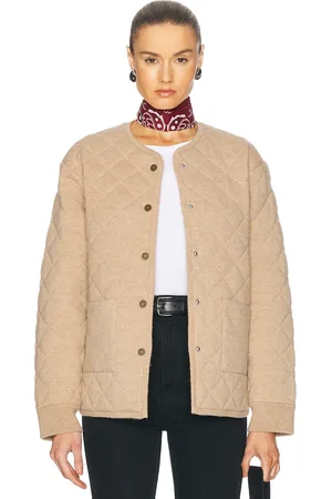 Guest In Residence Quilted Liner Cashmere Jacket in Beige