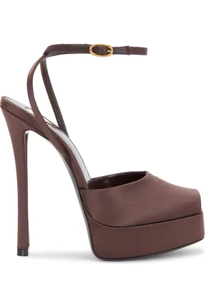 Saint Laurent Liberat Platform Sandal in Brown