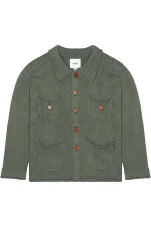 Found Hunter Knit Collared Knit Cardigan in Green