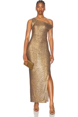Norma Kamali Drop Shoulder Fitted Gown in Metallic