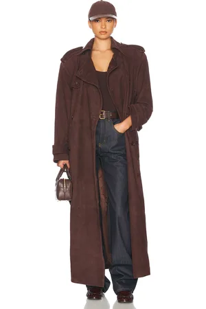 Helsa Suede Trench Coat in Brown