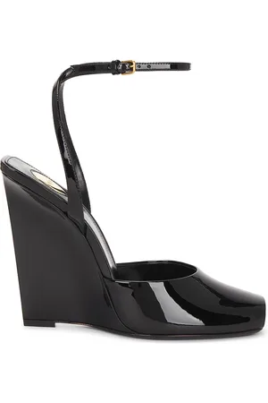 Saint Laurent Orhand Peep Toe Wedge in Black