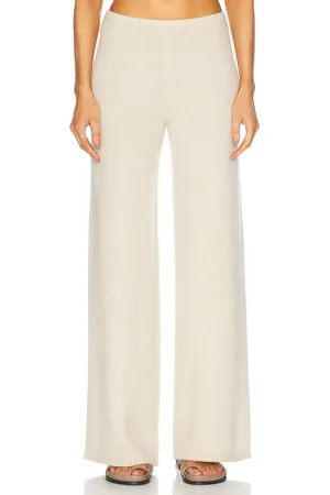 SPRWMN Wide Leg Pull On Cashmere Pant in Beige