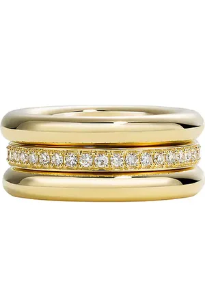 BY PARIAH Triple Gold Diamond Pinky Stack in Metallic Gold