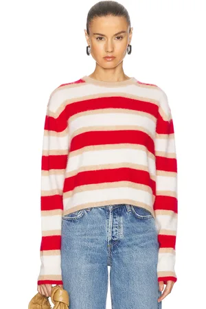Guest In Residence Grizzly Stripe Crew Sweater in Cream