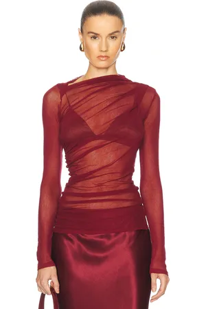 ENZA COSTA Long Sleeve Slash Top in Burgundy