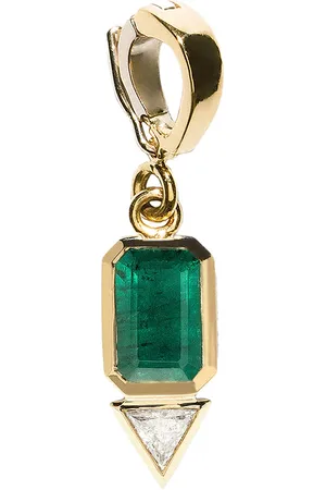 Azlee Emerald & Trillion Diamond Charm in Metallic Gold