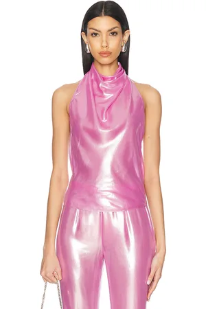 PRISCAVera Low Back Halter Top in Pink