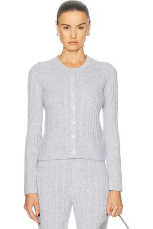 Guest In Residence Jane Cable Cashmere Cardigan in Grey