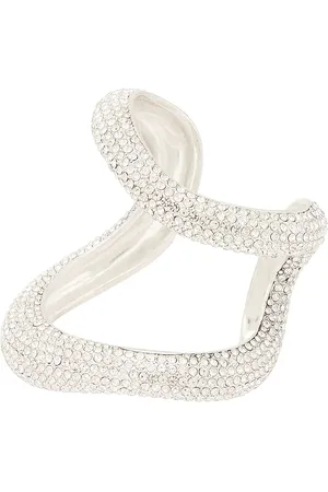 AREA Crystal Link Cuff Bracelet in Metallic Silver