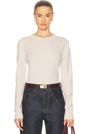 ENZA COSTA Powder Cashmere Knit Crewneck Top in Pink