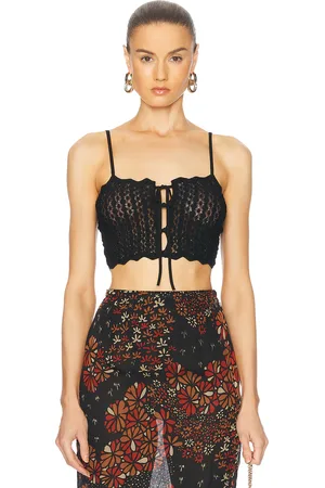 Saint Laurent Cropped Tank Top in Black