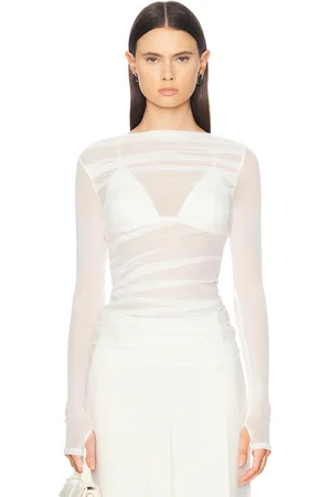 ENZA COSTA Draped Boatneck Top in White