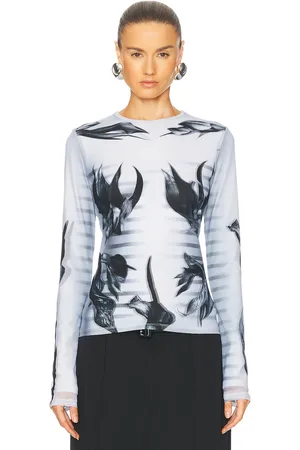 Jean Paul Gaultier Flower Body Morphing Mariniere Top in Grey
