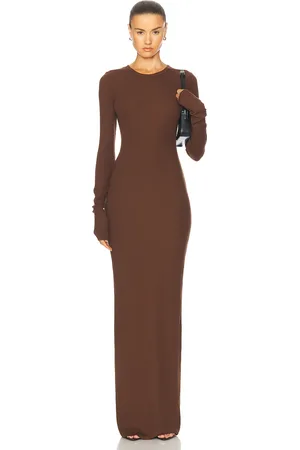 ÉTERNE Long Sleeve Crewneck Maxi Dress in