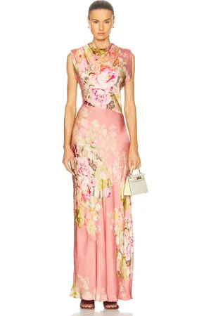 HEMANT AND NANDITA Sama Cowl Neck Long Dress in Pink