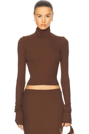 ÉTERNE Cropped Fitted Turtleneck Top in