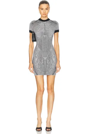 Jean Paul Gaultier Morphing Pinstripe Short Dress in Black