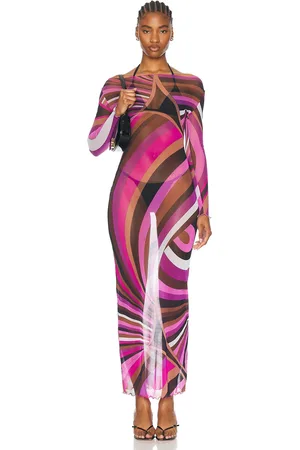 Emilio Pucci Sheer Long Sleeve Dress in Fuchsia