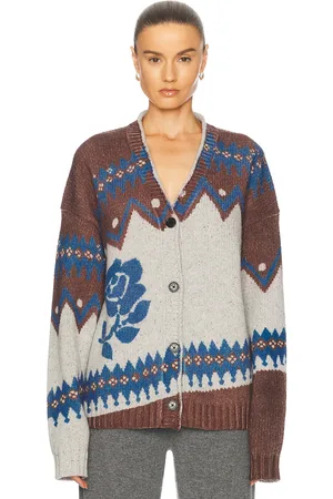 Acne Studios Kosain Donegal Fair Isle Cardigan in Brown
