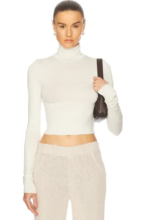 ÉTERNE Cropped Fitted Turtleneck Top in